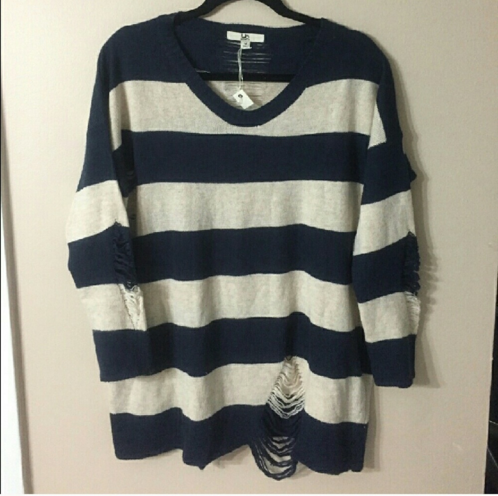 YA LOS ANGELES Distressed Sweater